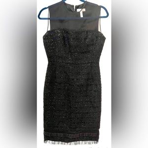 Erdem Black Dress Sz 8 Tweed Livvie Sleeveless LBD Metallic Sheath Sparkle
